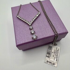 Macys Fine Jewelry 20 inch Statement Necklace. 925 Sterling & Cubic Zirconia New